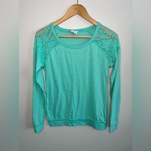 Victoria's Secret PINK Mint Green Lace Long Sleeve Top